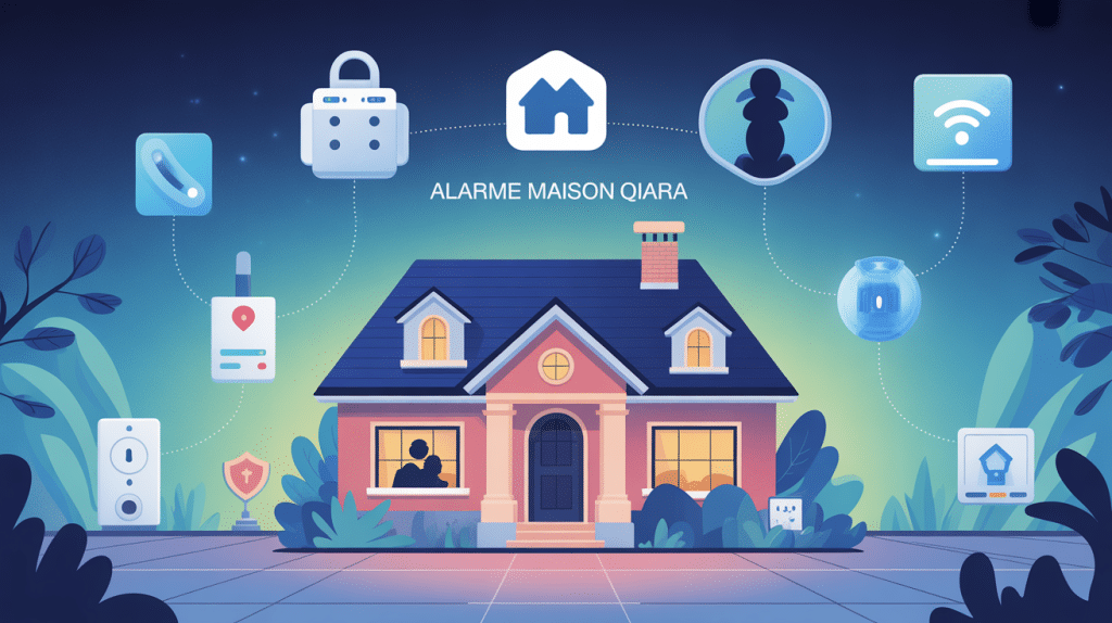 alarme maison qiara illustration sécurité connectée moderne
