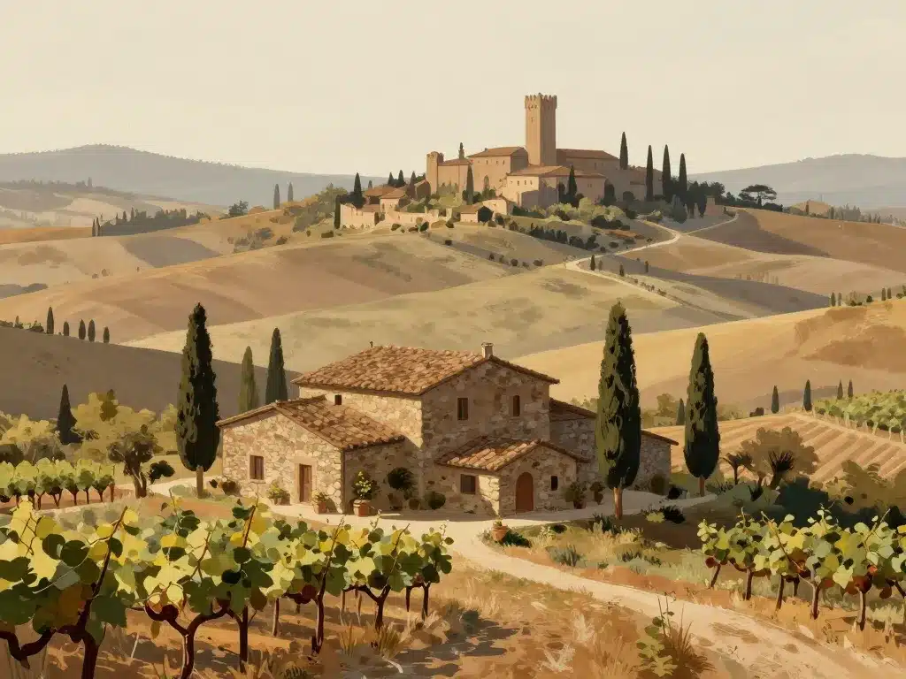 anchiano vinci tuscany illustration maison natale leonard