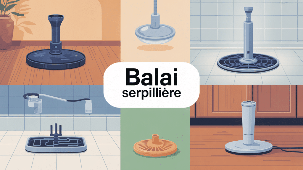 illustration balai serpillière différents modèles plusieurs sols