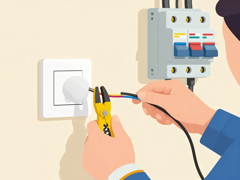 Câblage pratique brancher une lampe sur un interrupteur étape main