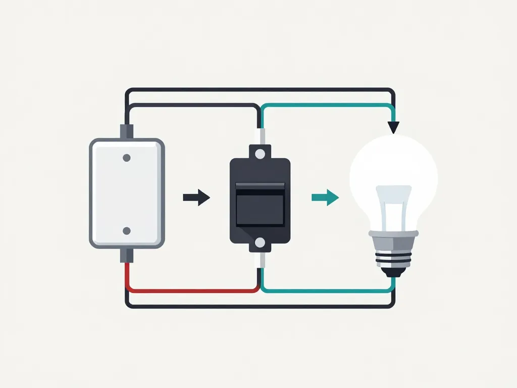 Schéma brancher une lampe sur un interrupteur circuit simple