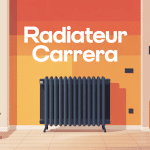 Illustration du radiateur Carrera dans un intérieur moderne et chaleureux