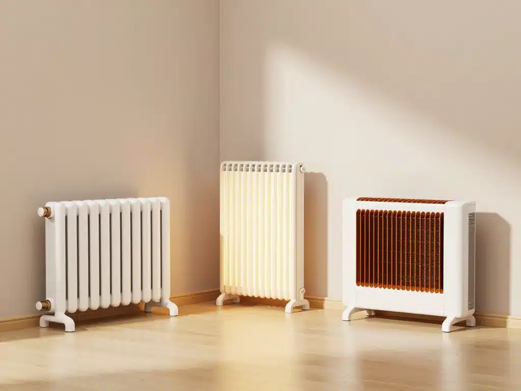 Trois radiateurs Carrera différents dans un salon moderne