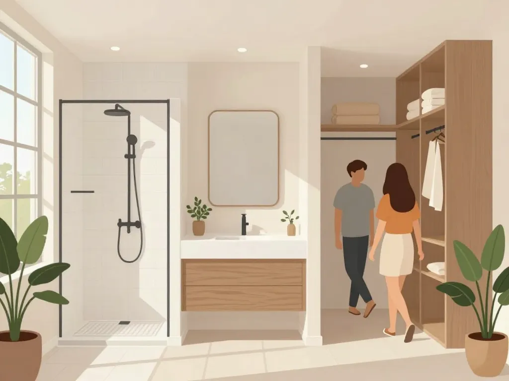 agencement salle de bain dressing moderne fonctionnel