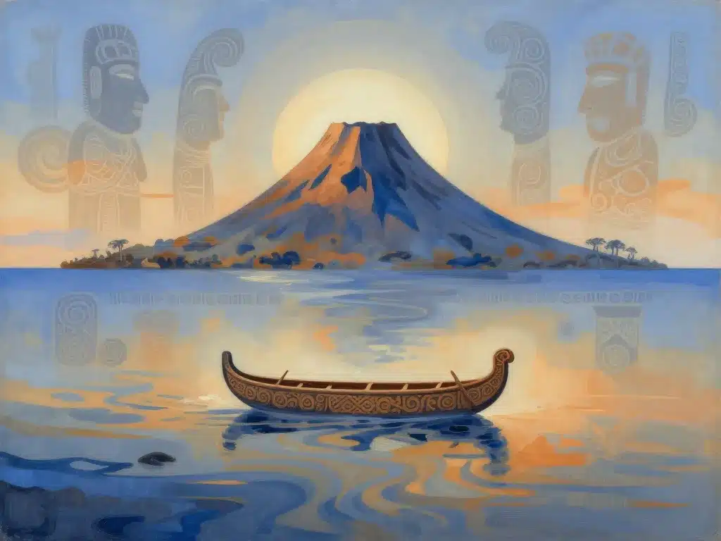 Culture rapanui et symboles de l'île de Pâques en illustration conceptuelle