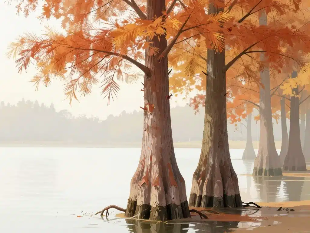 cyprès chauve arbre racines caractéristiques automne