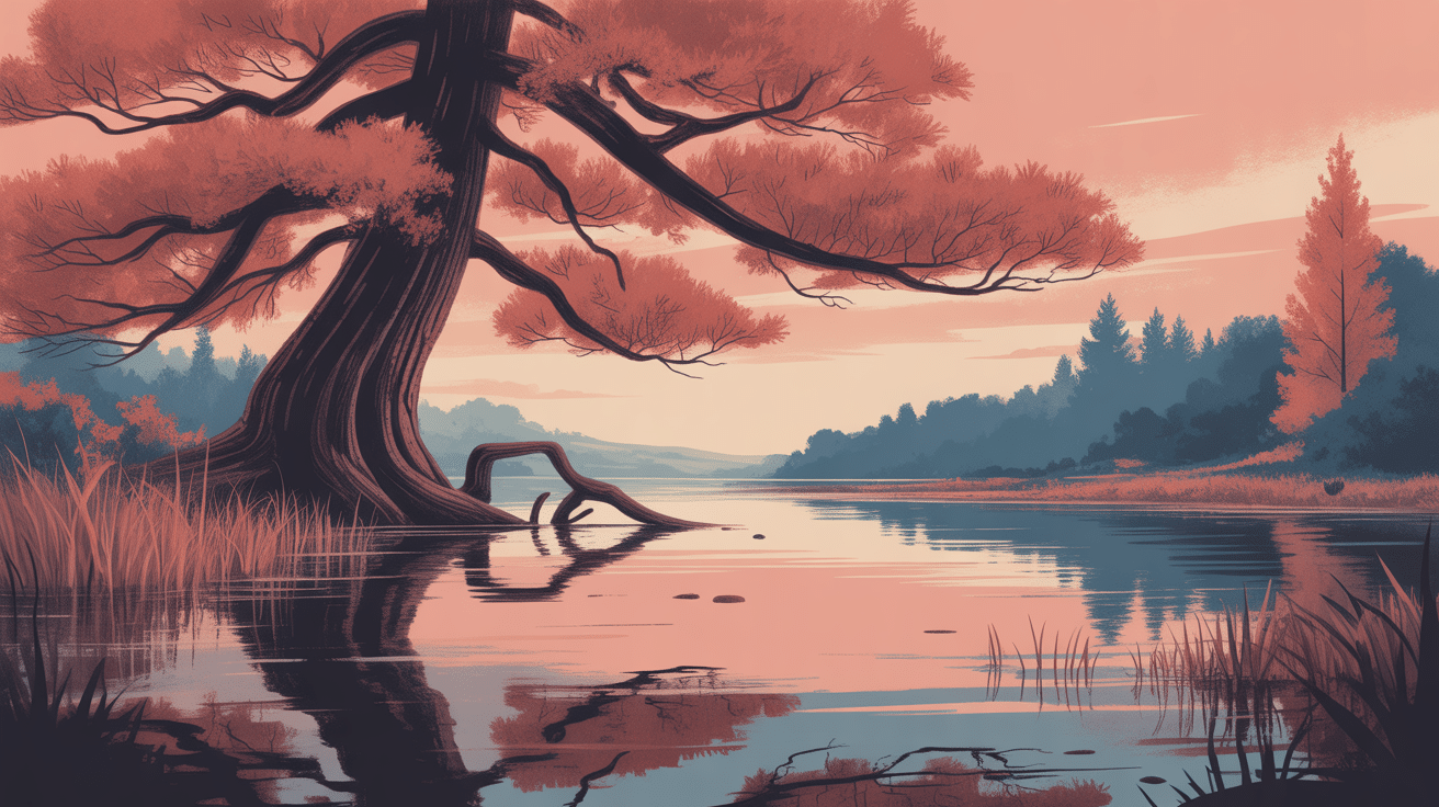 cyprès chauve racines genoux étang automne