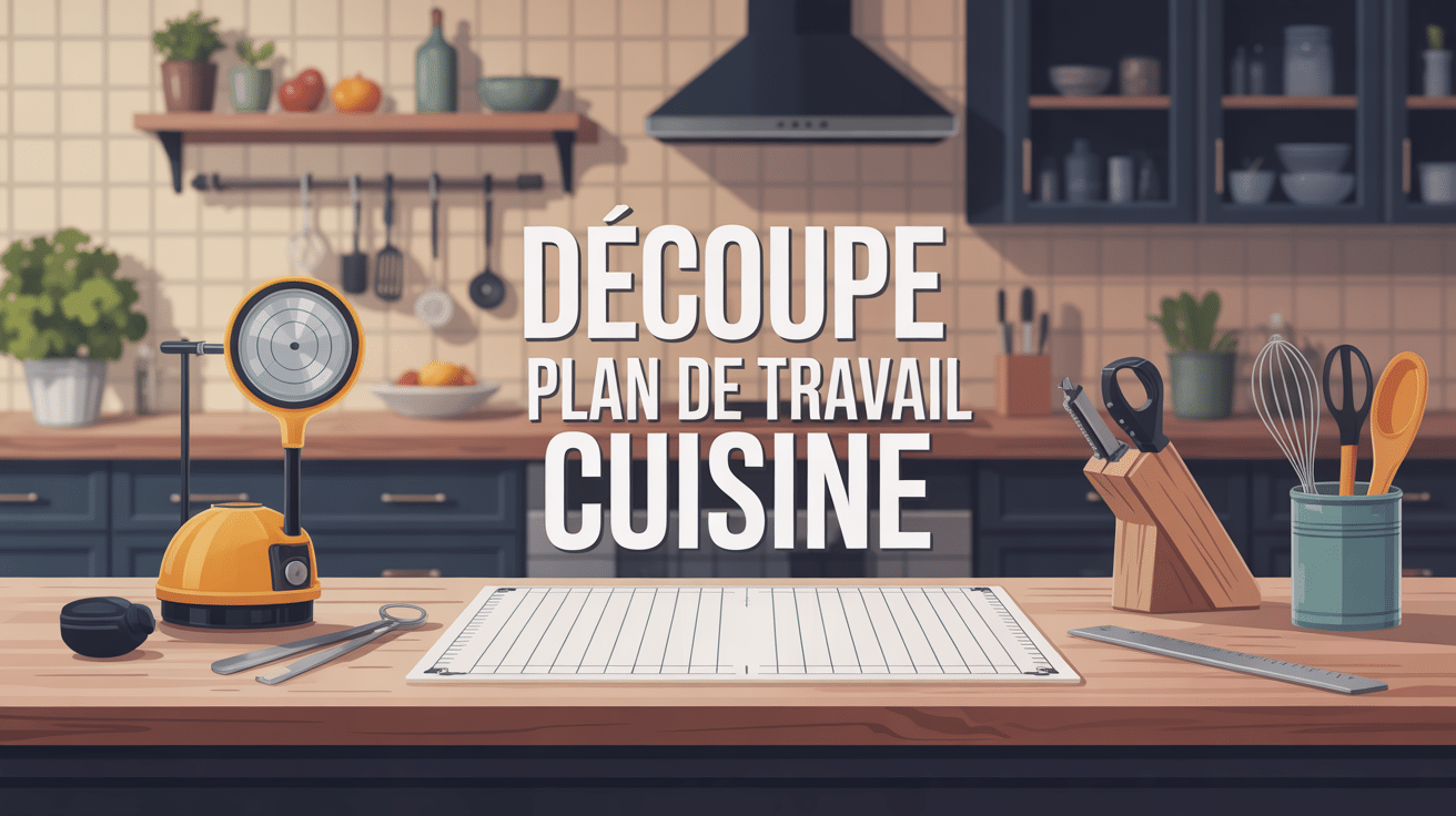decoupe plan de travail cuisine, outils menuisier, atelier