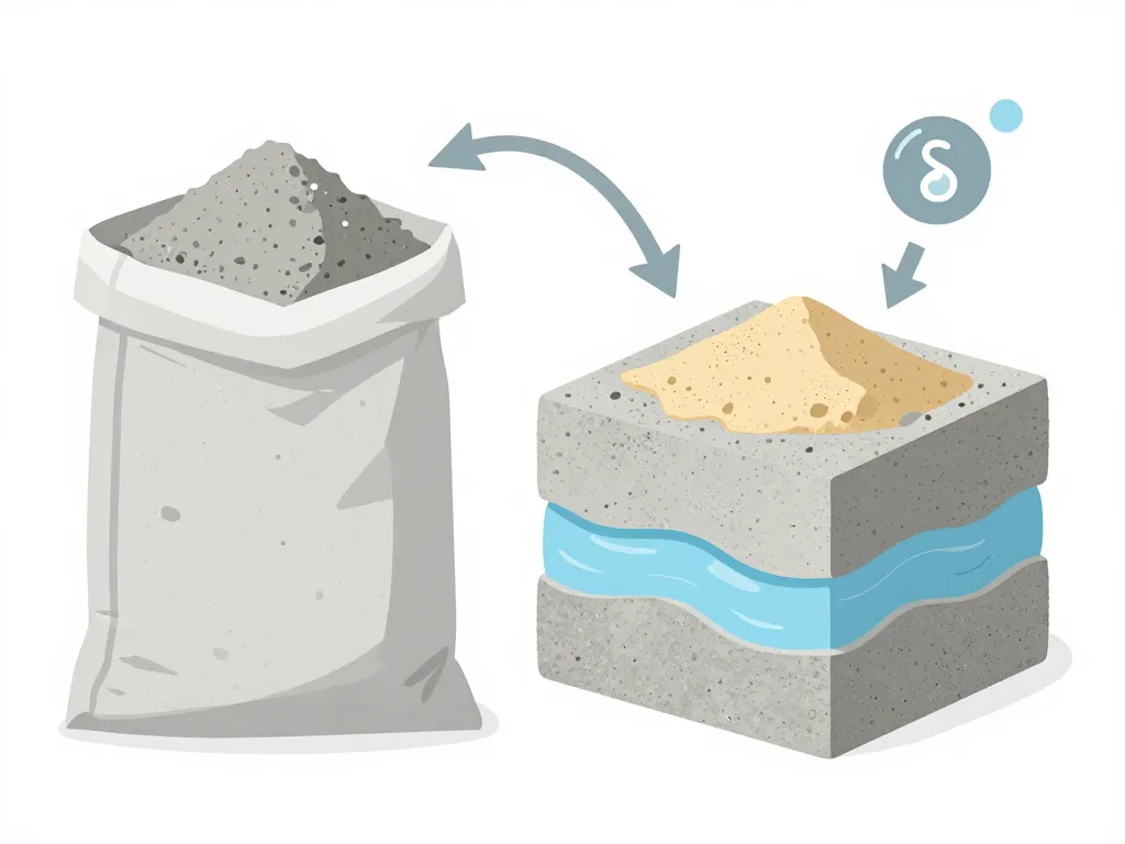 schéma différence entre ciment et béton