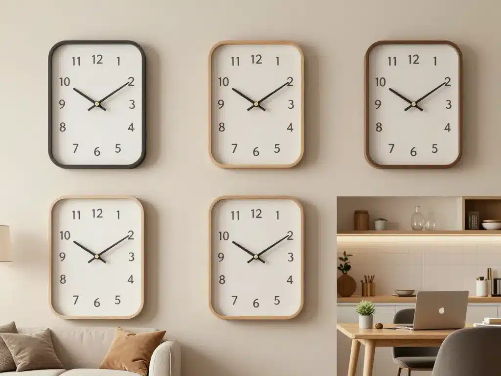 horloge rectangulaire mise en situation salon cuisine bureau