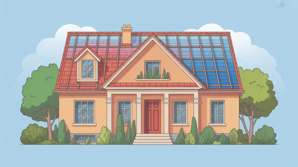 Vue toiture maison isolée, isolation toiture par exterieur