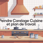 illustration peindre carrelage cuisine plan de travail moderne