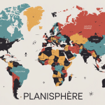 planisphere mural décoratif stylisé