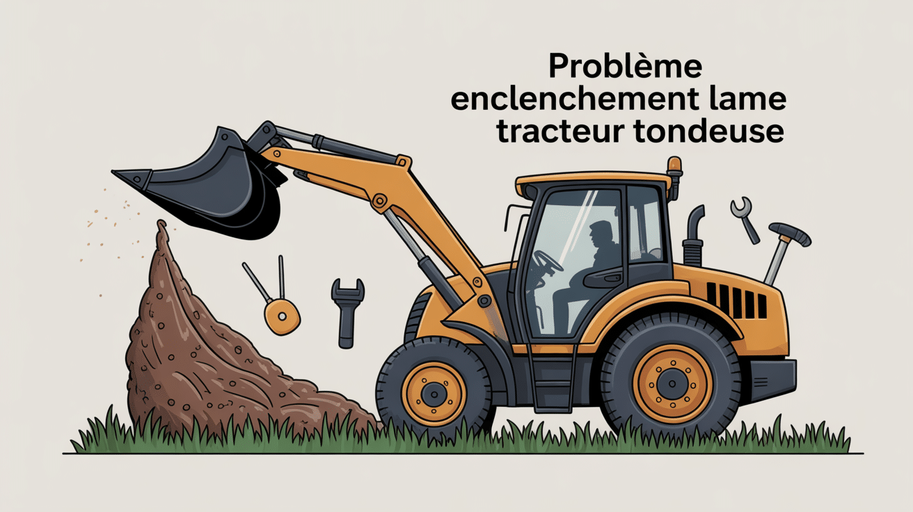 illustration vectorielle du problème enclenchement lame tracteur tondeuse