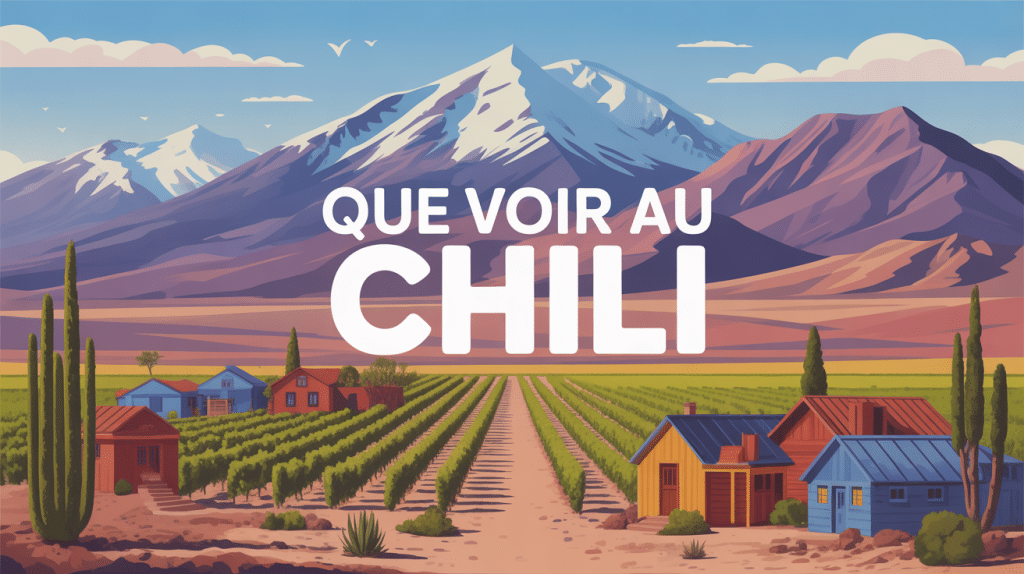 Que voir au Chili illustration vectorielle paysages emblématiques