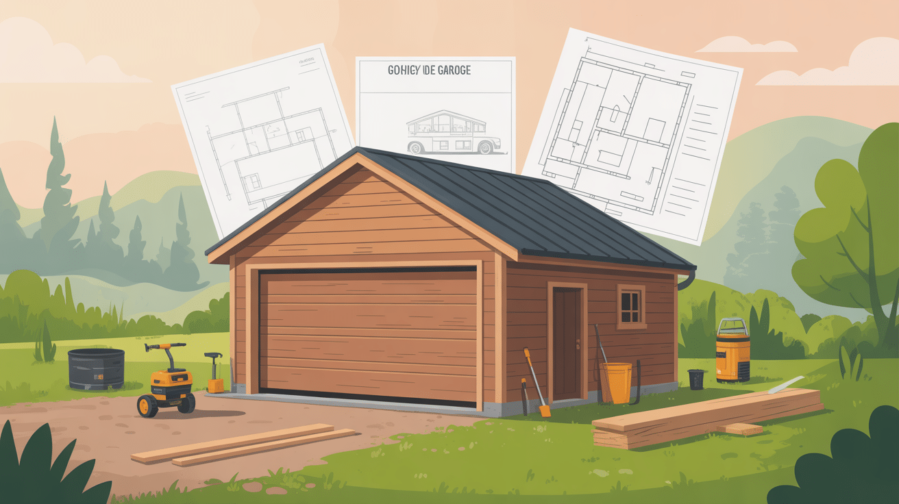 schéma plan garage en bois gratuit illustration vectorielle
