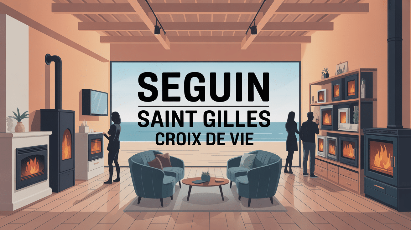 Vue magasin Seguin Saint Gilles Croix de Vie poêles cheminées moderne