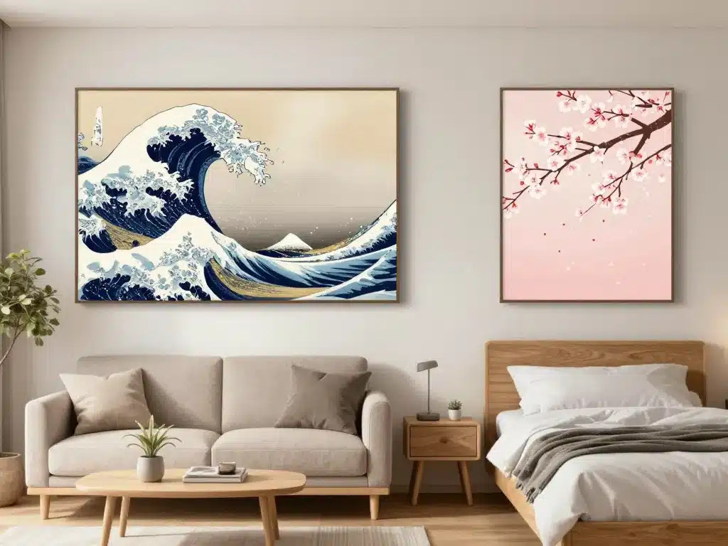 tableau japonais déco salon chambre moderne