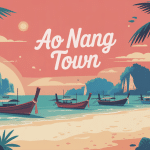 aonang town illustration plage et bateaux