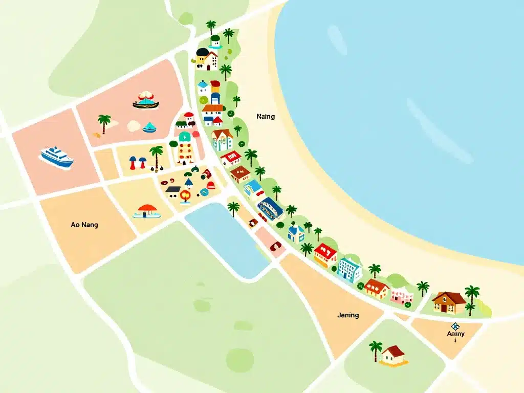 aonang town carte zones hôtels