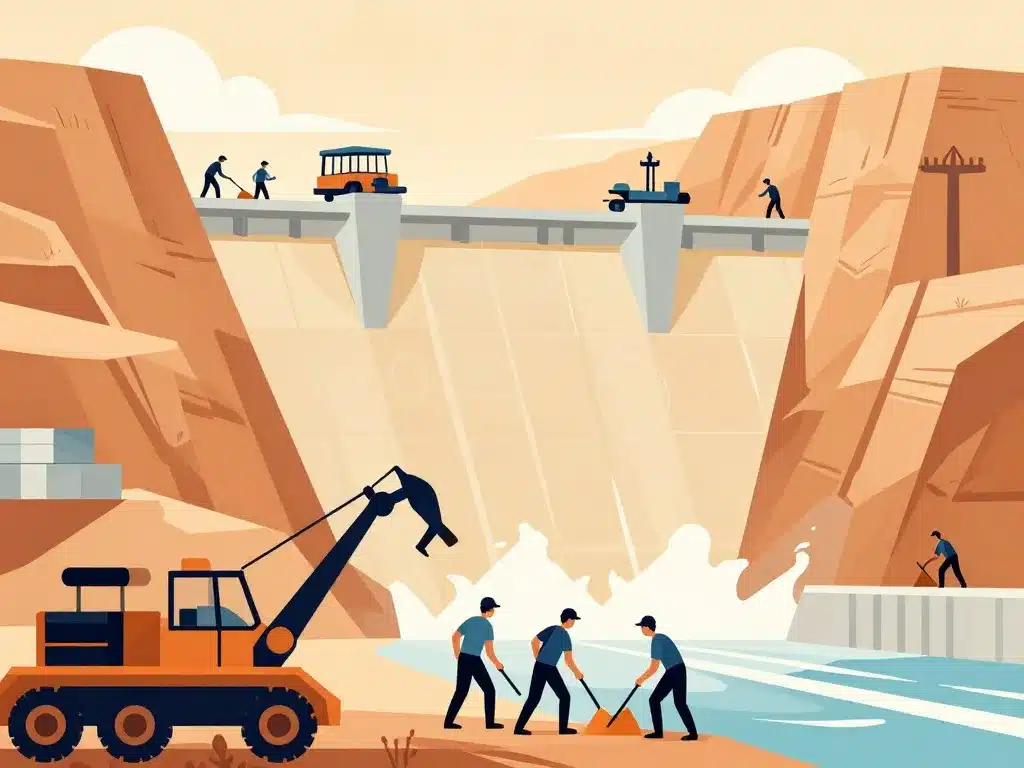 Travaux géants barrage Hoover époque historique