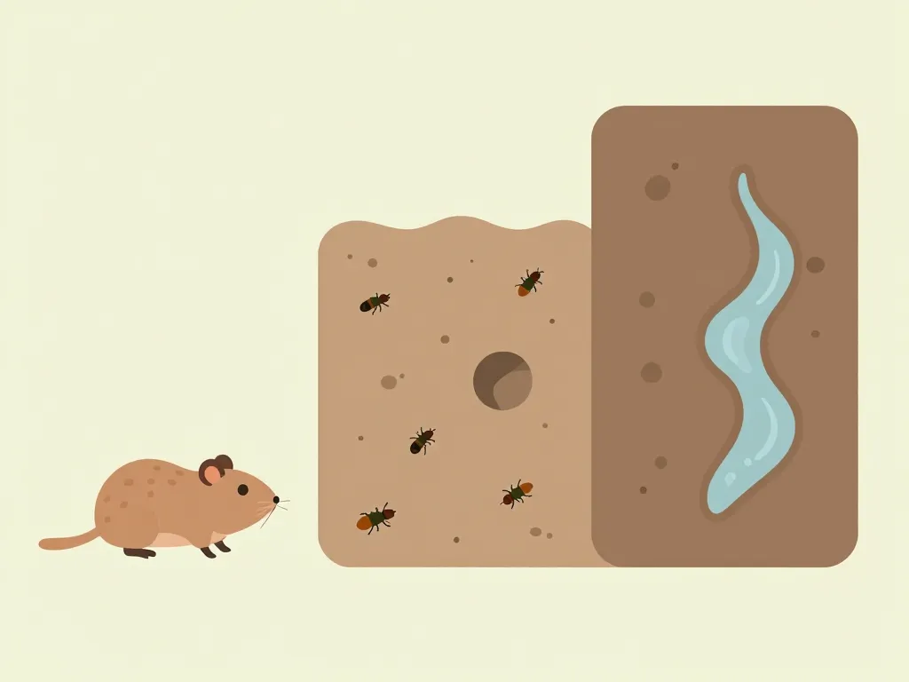 Diagramme trous dans le jardin sans monticule animaux insectes sol