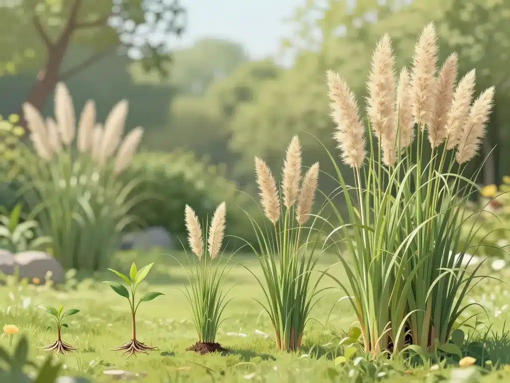 diagramme étapes en combien de temps pousse herbe de la pampa