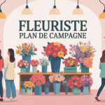 fleuriste plan de campagne illustration vectorielle comptoir bouquets