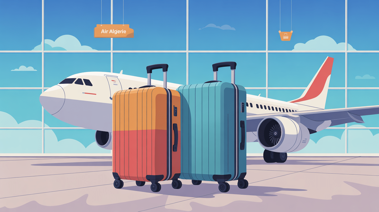 peut on prendre 2 bagages en soute air algérie illustration vectorielle