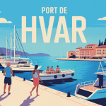 illustration port hvar vue été méditerranée