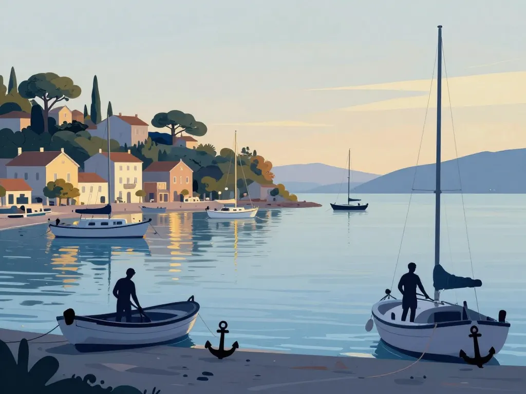 mouillage port hvar yachts soir