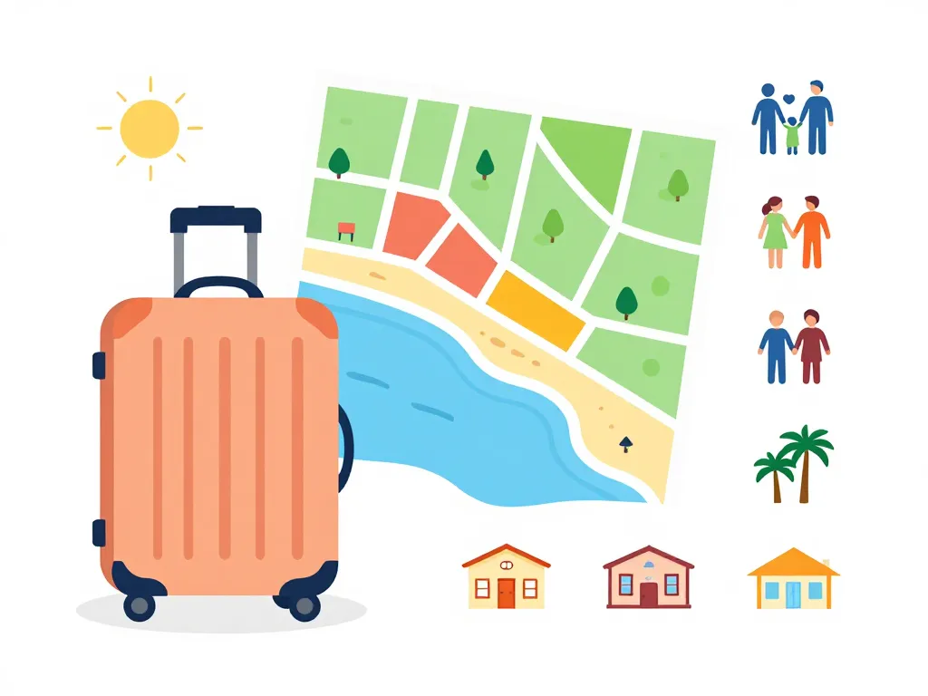 Illustration préparation séjour Rimini plage, zones et hébergements