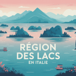 Vue illustrée des principaux lacs en région des lacs italie