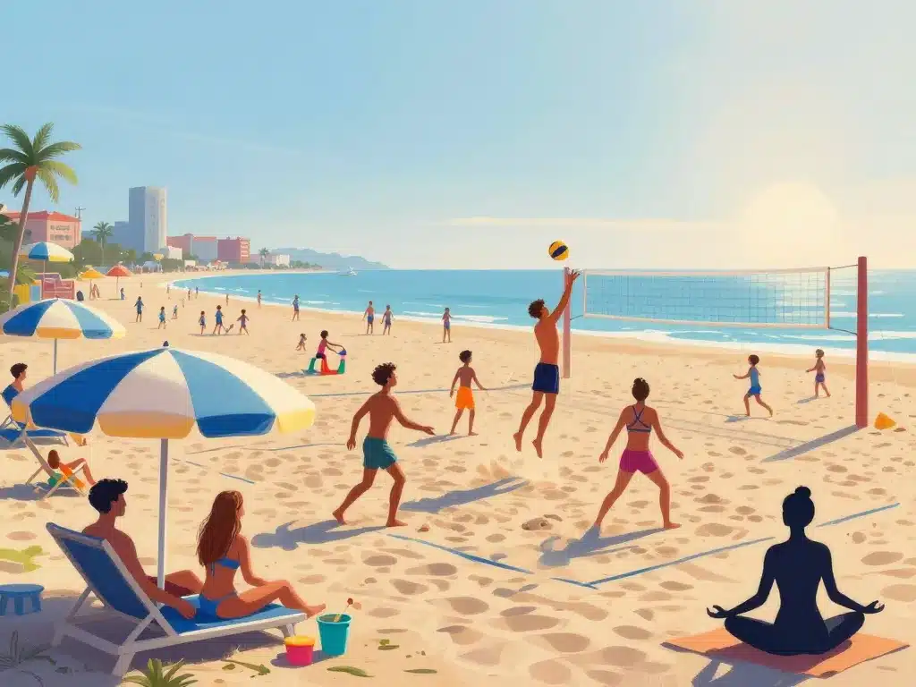 Scène vie quotidienne Rimini plage, détente et activités