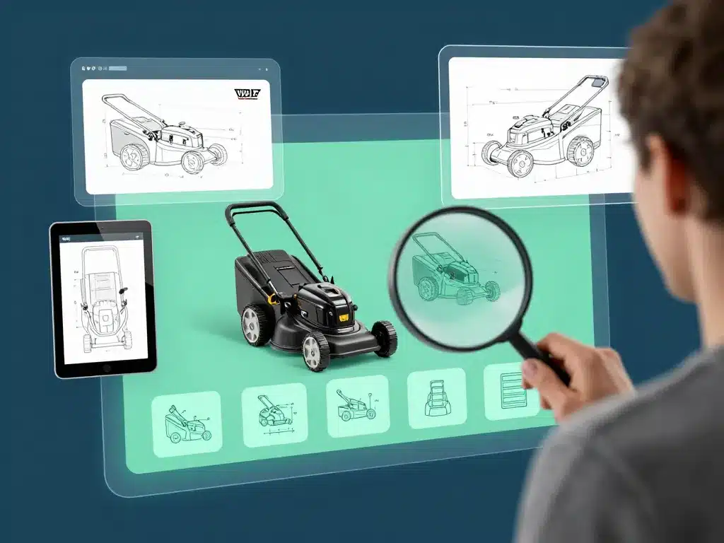 Recherche de schéma éclaté tondeuse Wolf PBT 46