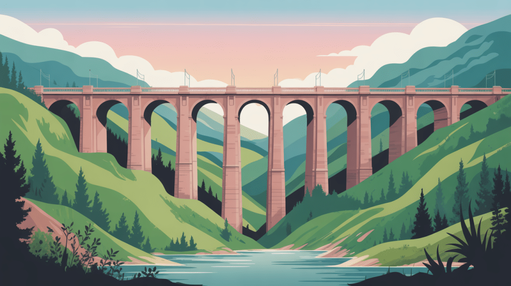 illustration du viaduc de la recoumène dominant une vallée