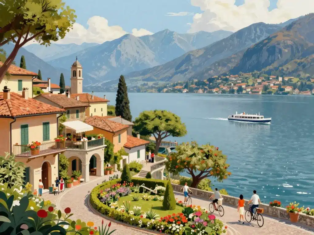 Scène des villages et paysages emblématiques région des lacs italie