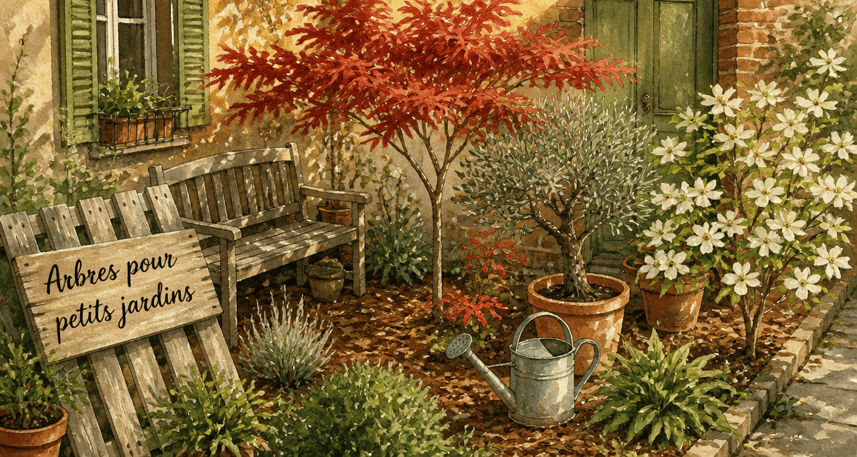 arbres pour petit jardin érable du Japon olivier cornouiller
