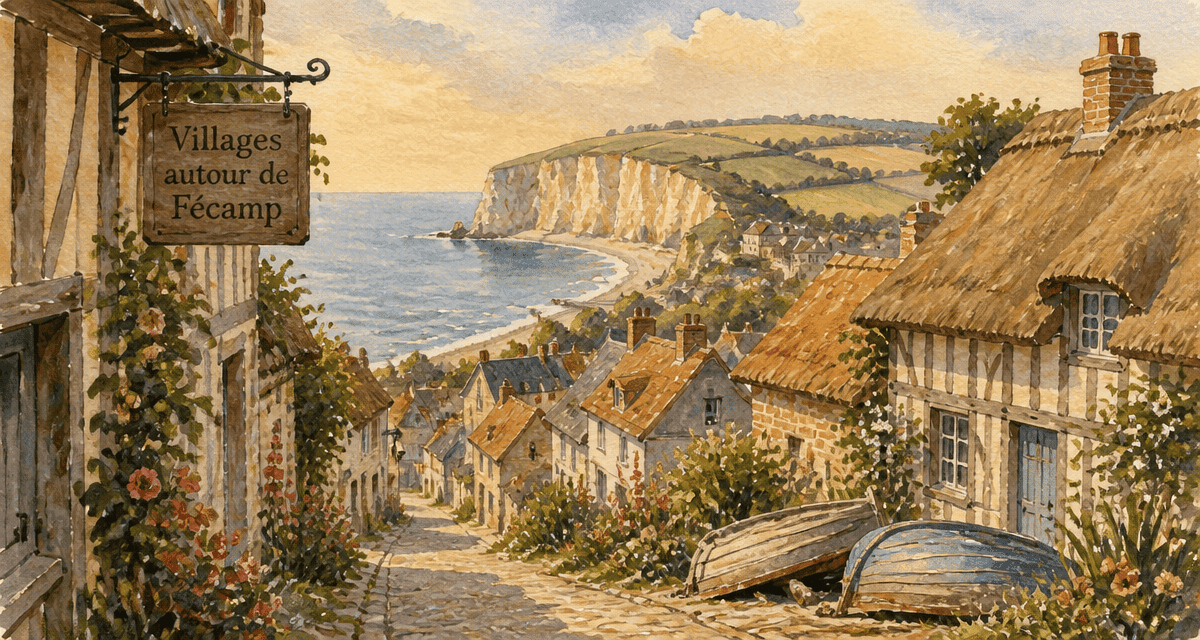 beaux villages autour de fécamp vue aquarelle village normand