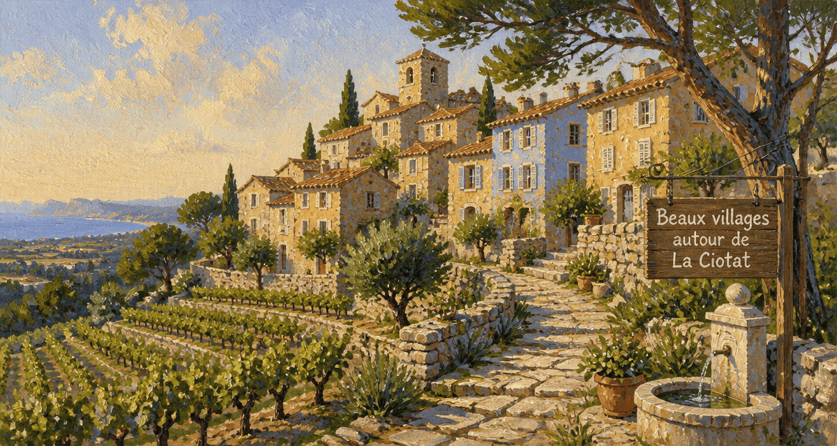 Beaux villages autour de La Ciotat avec vignes et maisons médiévales