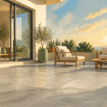 Carrelage terrasse moderne grands carreaux béton