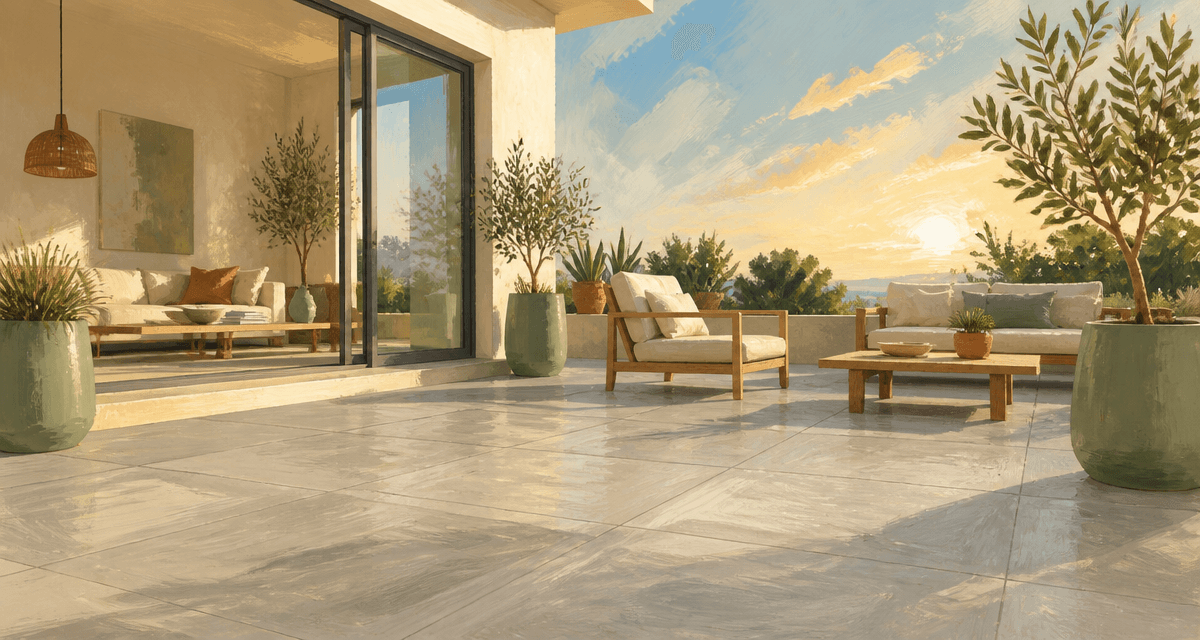 Carrelage terrasse moderne grands carreaux béton