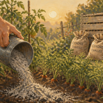 Main verse cendres jardin autour plants