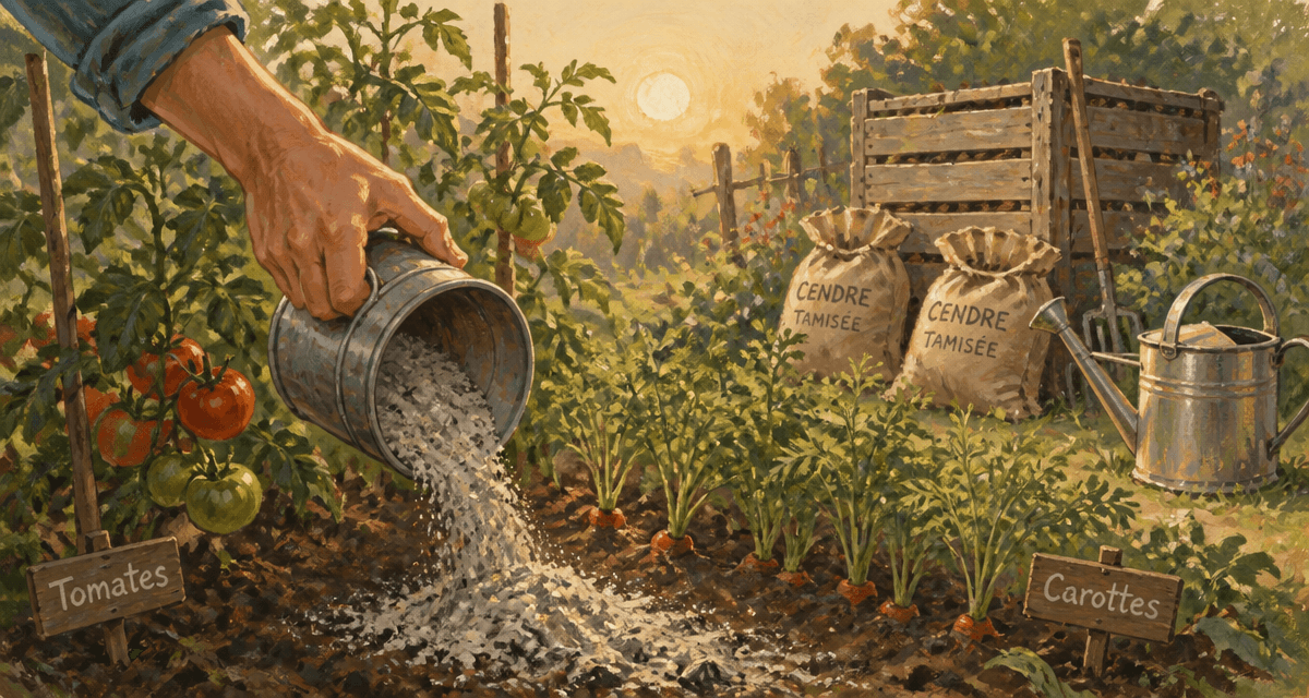 Main verse cendres jardin autour plants