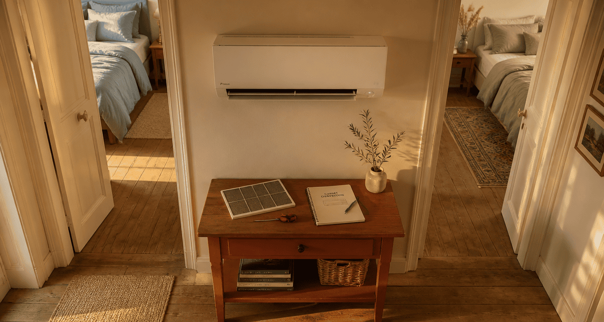 Clim dans couloir pour refroidir les chambres, vue couloir maison