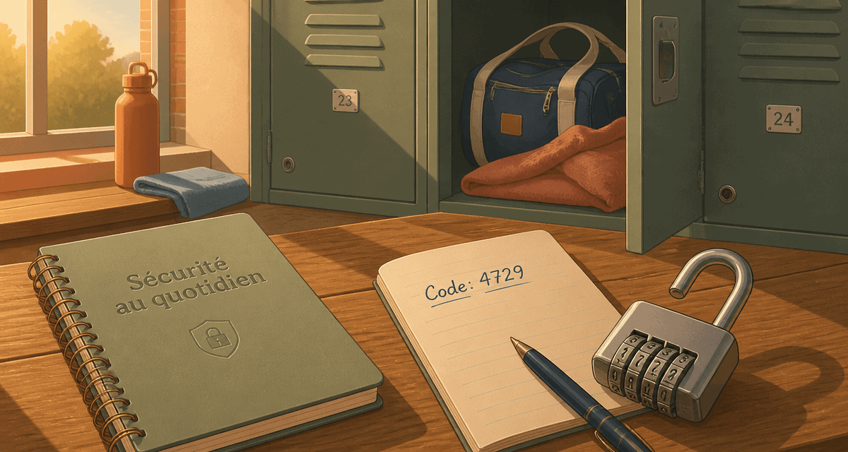 code cadenas ouvert sur table avec carnet et casier