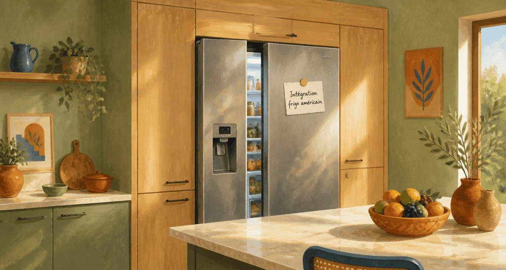 comment intégrer un frigo américain dans une cuisine encastrée