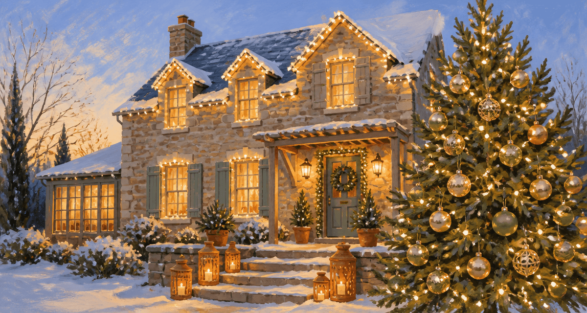 decoration noel exterieur maison guirlandes sapin