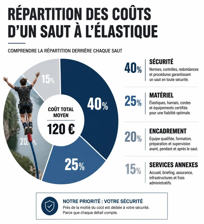 Répartition des coûts d'un saut à l'élastique : sécurité, matériel et encadrement