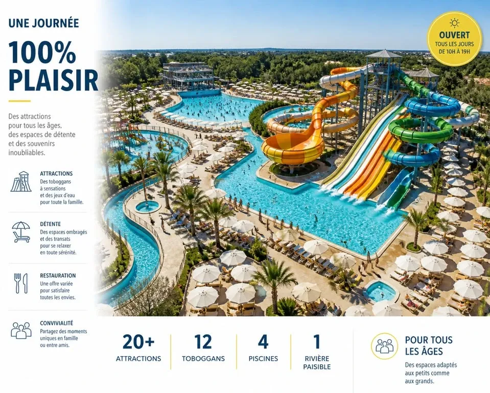 Parc aquatique près de Marseille avec toboggans et bassins pour une sortie en famille